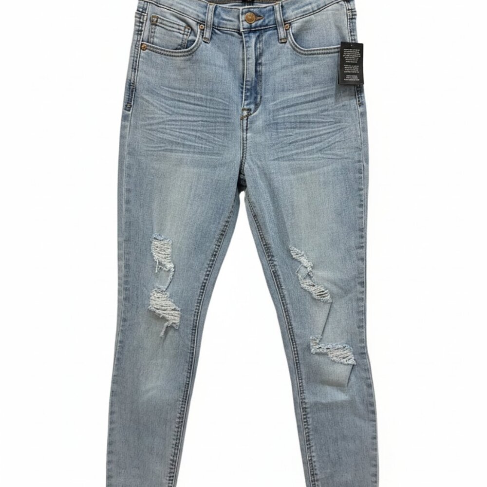 Fashion Nova Star Patch Distressed Skinny Jeans - Light Wash - Size 5 NWT